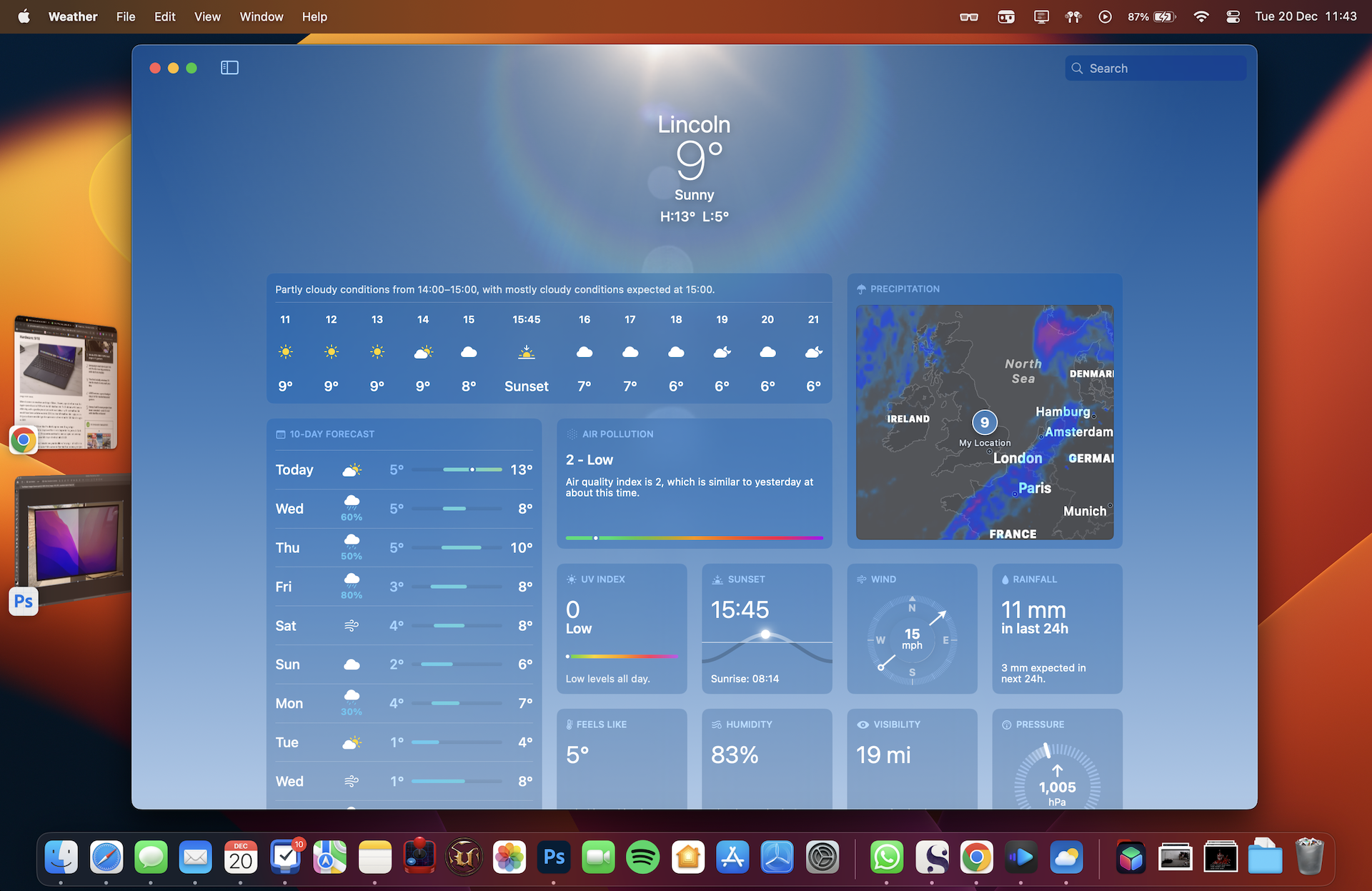 Weather and Stage Manager in macOS Ventura