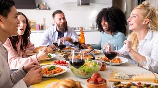 Five people eating together