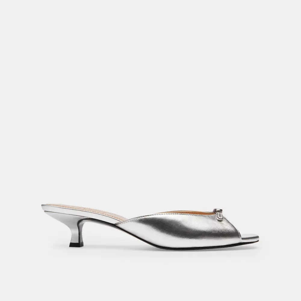 Silver Kitten Heel Sandal