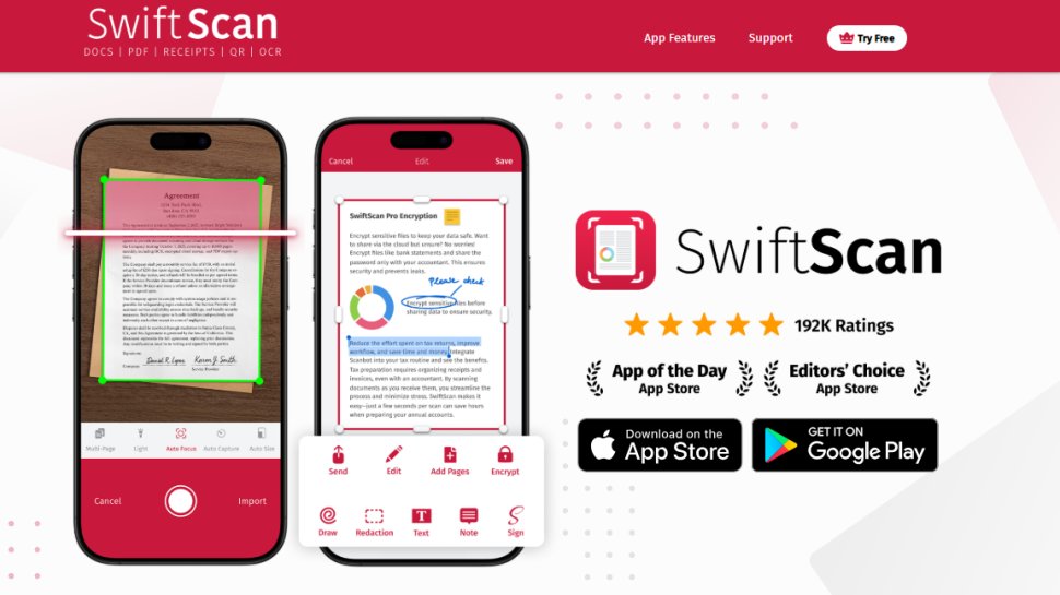 Website screenshot of SwiftScan (February, 2026)