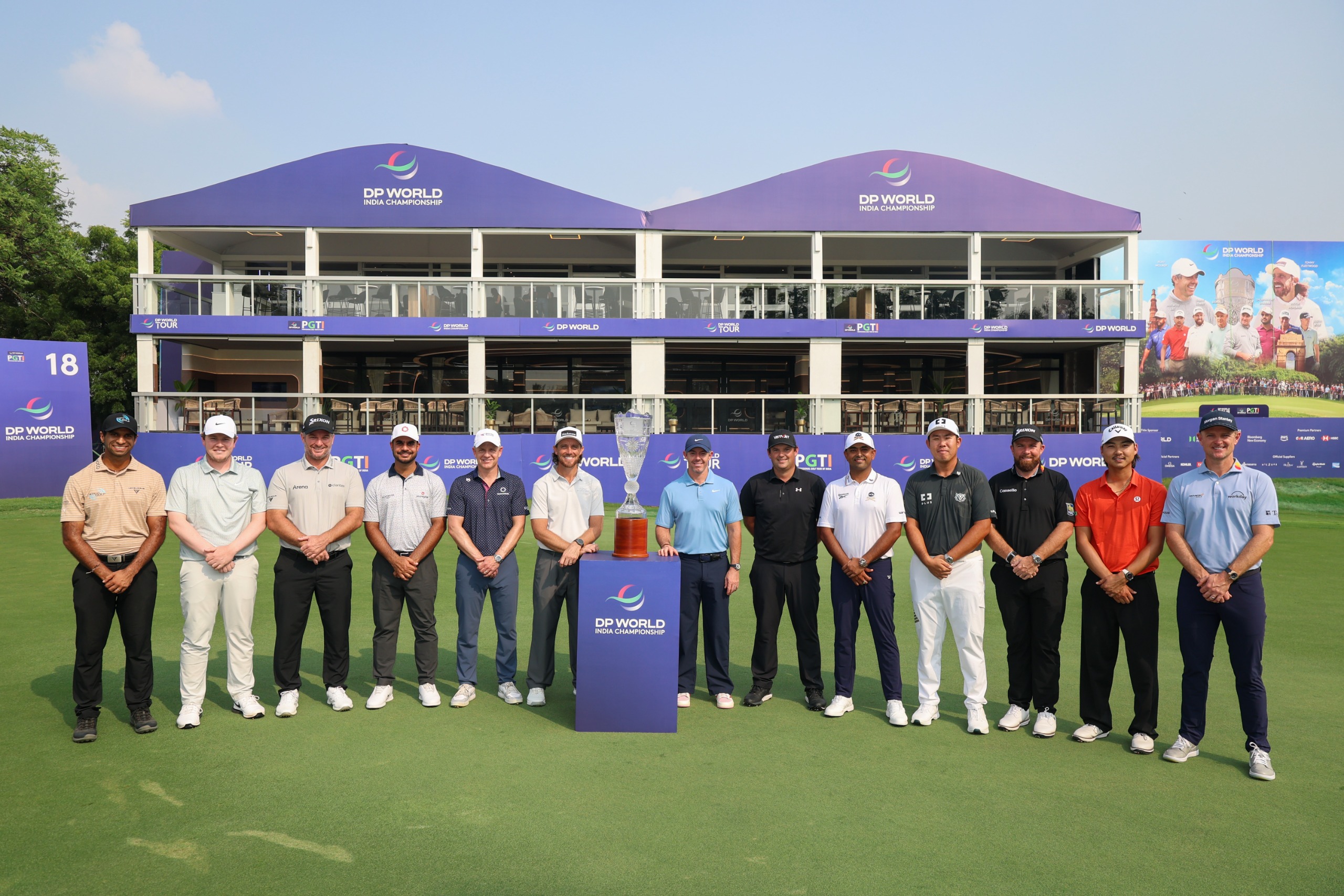 Tommy Fleetwood, Rory McIlroy and a number of big names line up with the DP World India Championship trophy