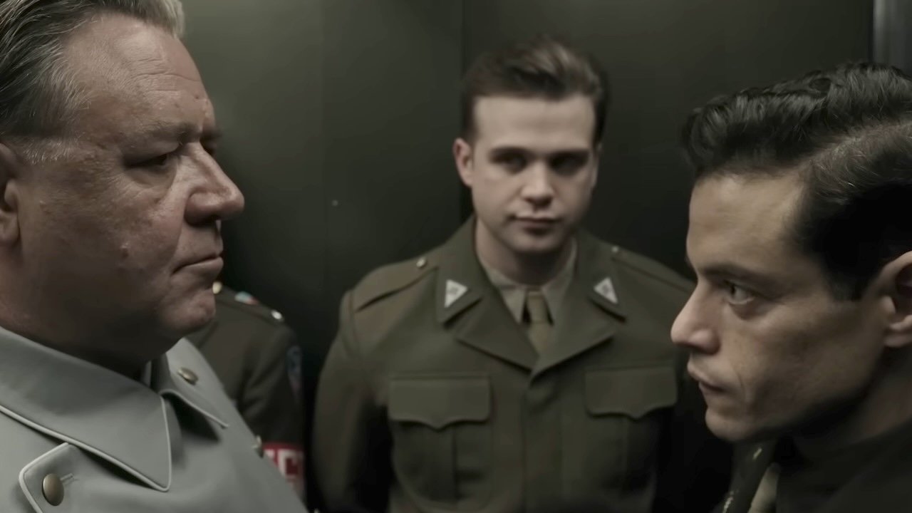 Russell Crowe and Rami Malek stare each other down in Nuremberg.