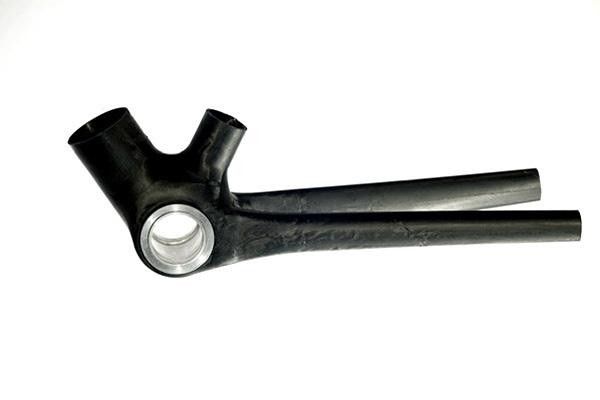 The bottom bracket and chain stays are moulded as one piece.