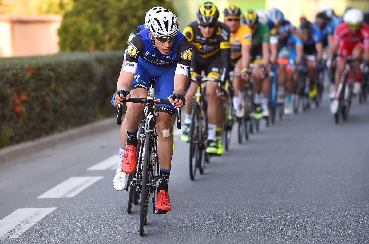 Carlos Verona driving the Etixx-Quick Step train in the final kilometres