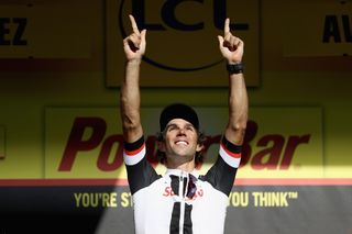 Michael Matthews on the podium after winning stage 14 at the Tour de France