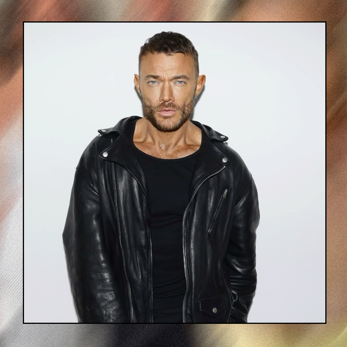 Collage of Dimitris Giannetos with his celebrity clients 