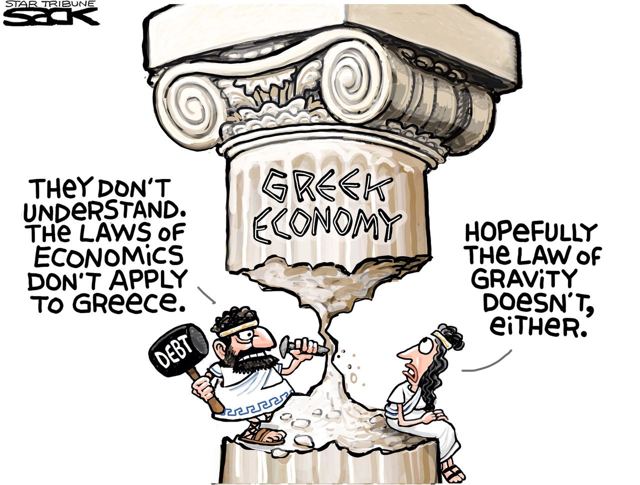 Editorial cartoon World Greece Economy