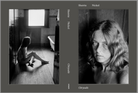 The full layout spread of the book cover Chrysalis by Sherrie Nickol, featuring a woman seated on a bathroom floor on the back cover and a close-up black-and-white portrait on the front cover.