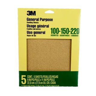 3M Aluminum Oxide Sandpaper, Assorted Grits