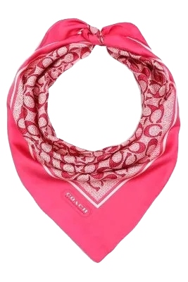 Coach, Textured Signature C Print Silk Square Scarf