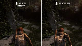 PS5 Pro gameplay of the Last of Us Part 2 next to original PS5 fidelity mode