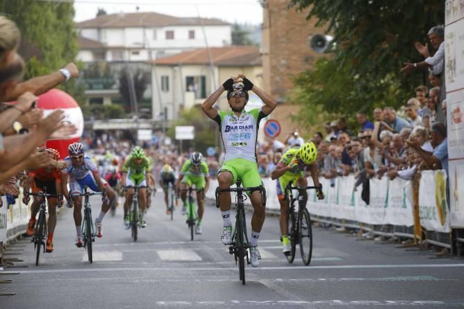 Sonny Colbrelli (Bardiani-CSF) was a resounding winner of the Coppa Sabatini.