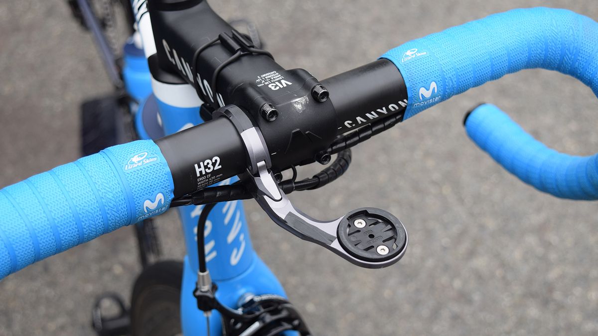Sutterlin uses a K-Edge out-front computer mount with the branding masked to prevent any sponsorship issues