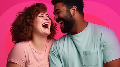 A couple laughing together