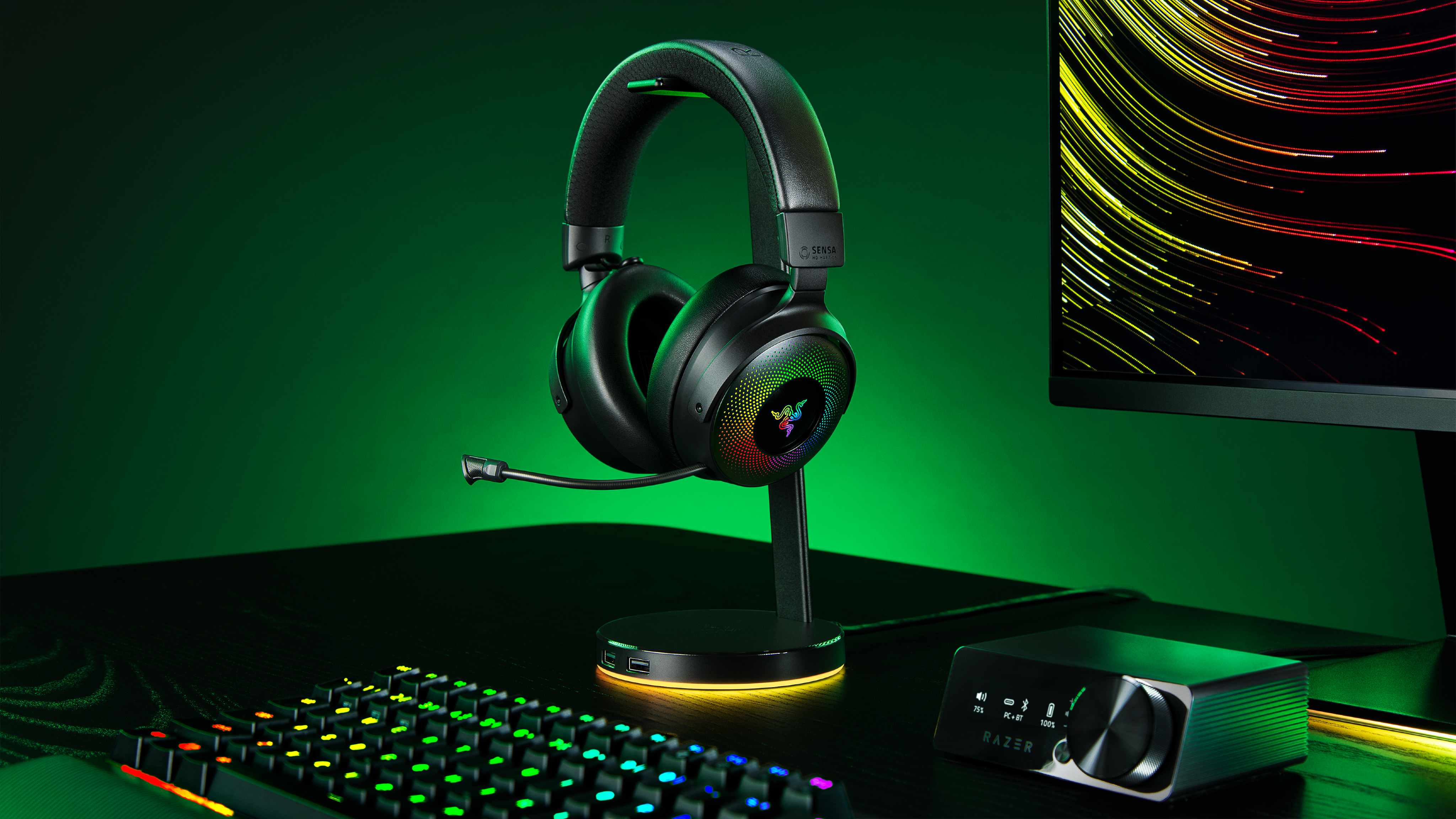 Image of the Razer Kraken V4 Pro wireless PC gaming headset.