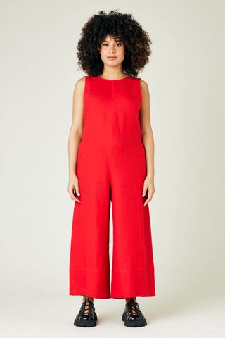 Beyond Nine Vivienne Red Linen Jumpsuit