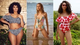 A composite of models wearing swimwear trends 2023