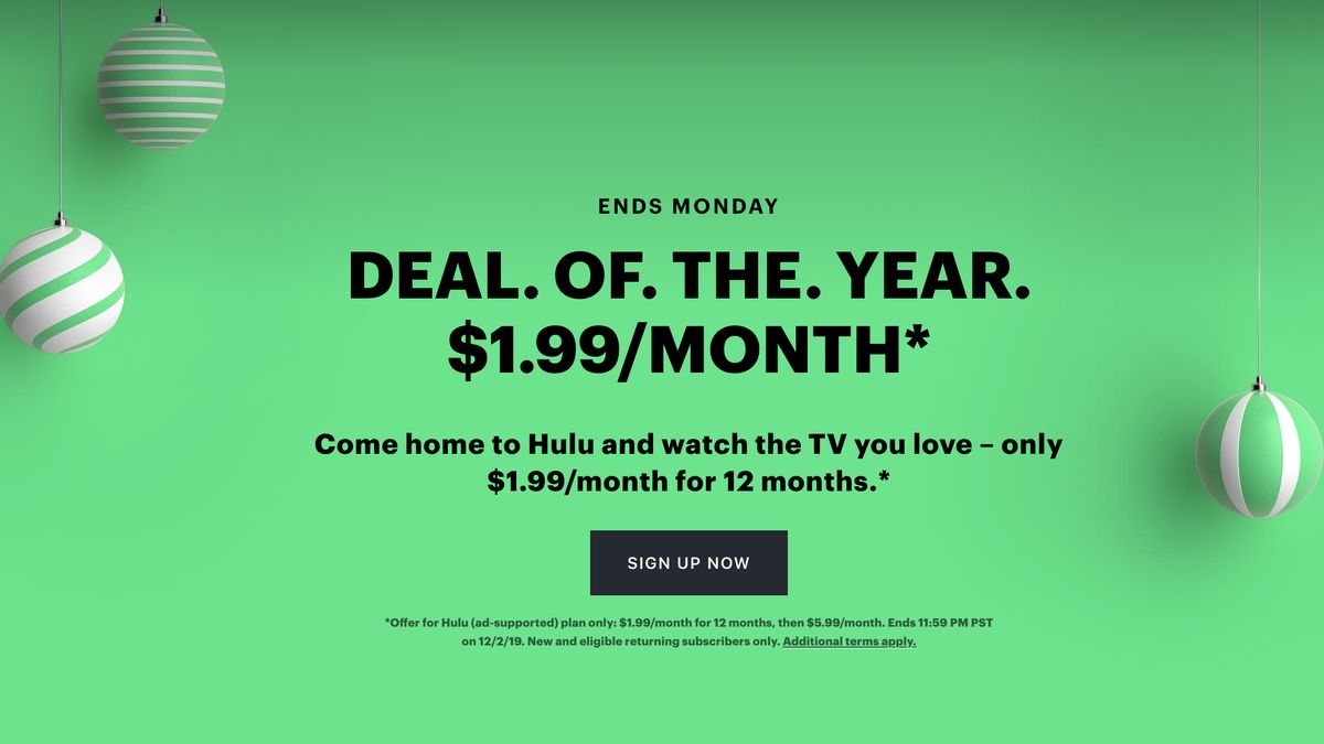 Hulu Black Friday deal offers 1.99/month subscription for a whole year