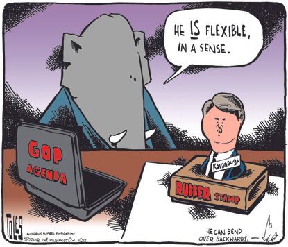 Political cartoon U.S. GOP agenda Brett Kavanaugh supreme court hearing