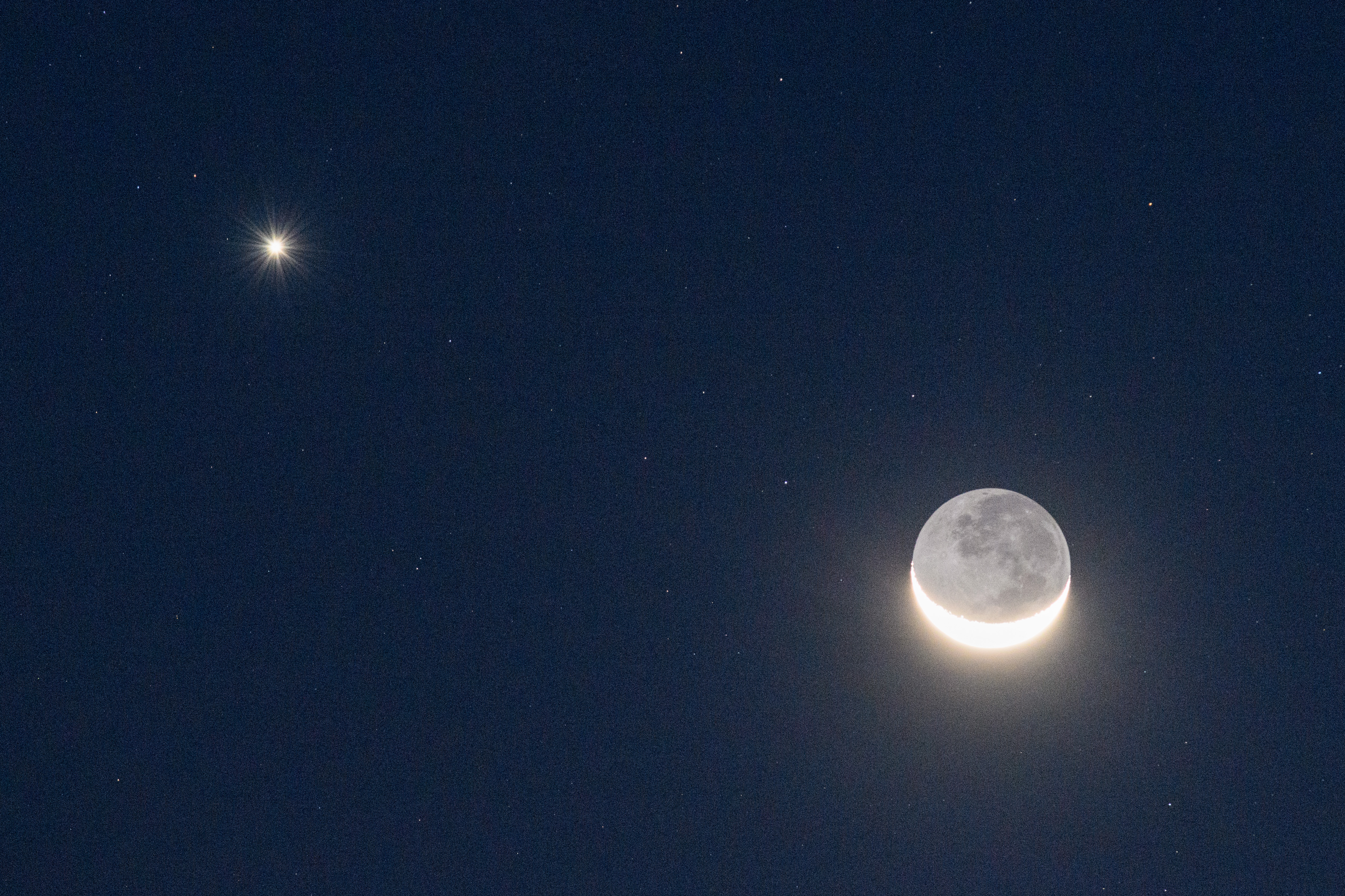 Venus and crescent moon next to each other