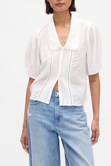 Gap , Puff-Sleeve Collared Top