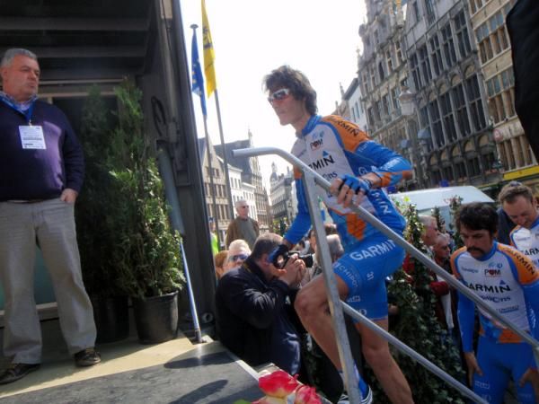 Johan Vansummeren (Garmin-Transitions) climbs onto the stage