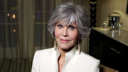 jane fonda on a neutral background