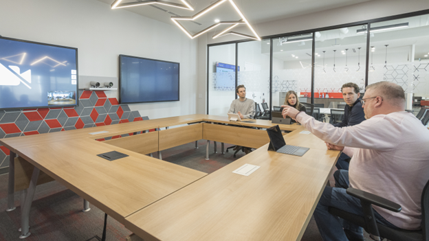 ET Group presents information in an office in Toronto's Gooderham Tower.