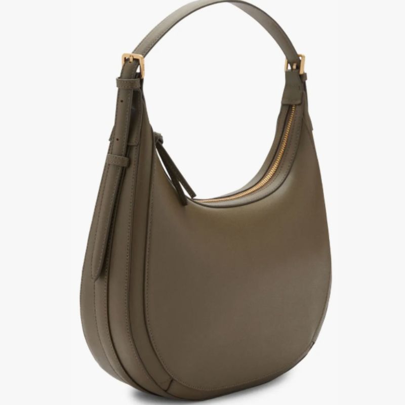 mango kahki faux leather shoulder bag
