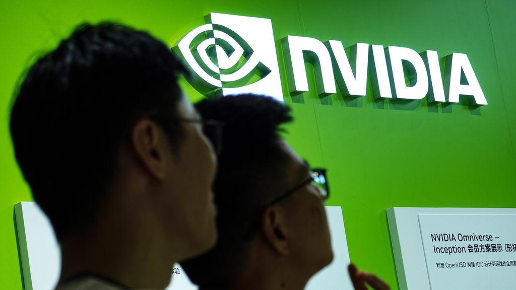 Visitors visit the NVIDIA booth at the 3rd China International Supply Chain Expo in Beijing, China, on July 20, 2025. (Photo by Costfoto/NurPhoto via Getty Images)