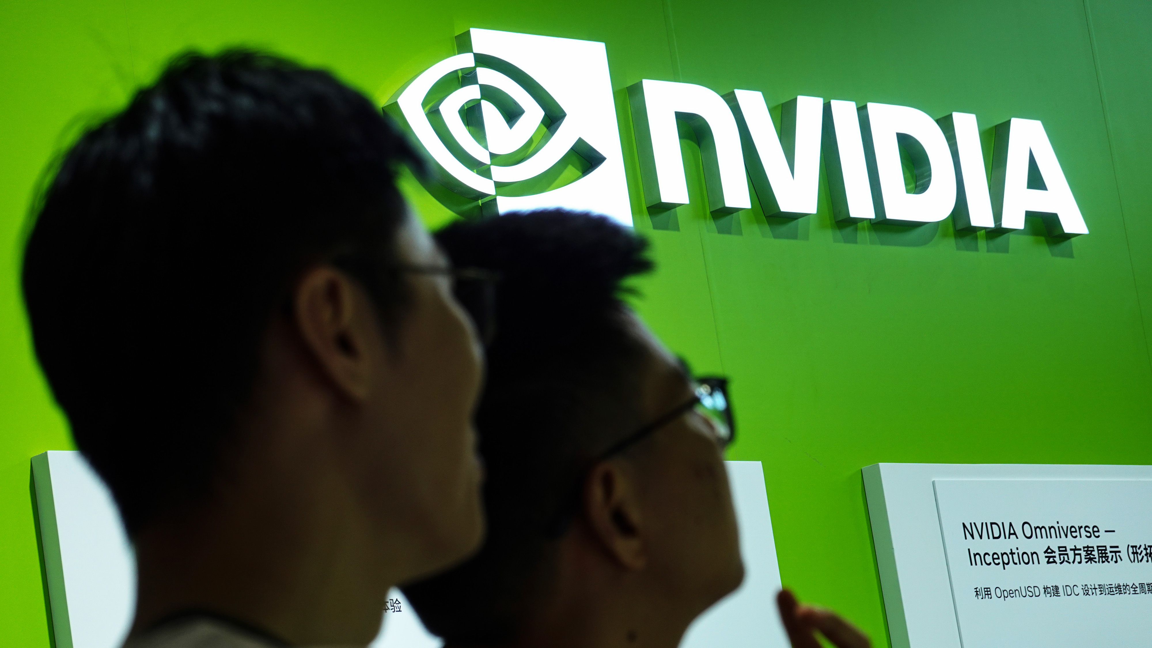 Visitors visit the NVIDIA booth at the 3rd China International Supply Chain Expo in Beijing, China, on July 20, 2025. (Photo by Costfoto/NurPhoto via Getty Images)