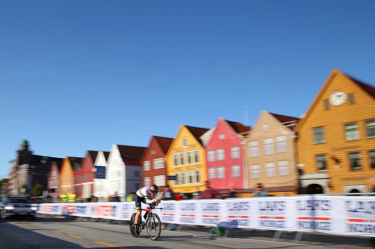 Callum Scotson (Australia) speeding along the Bergen course