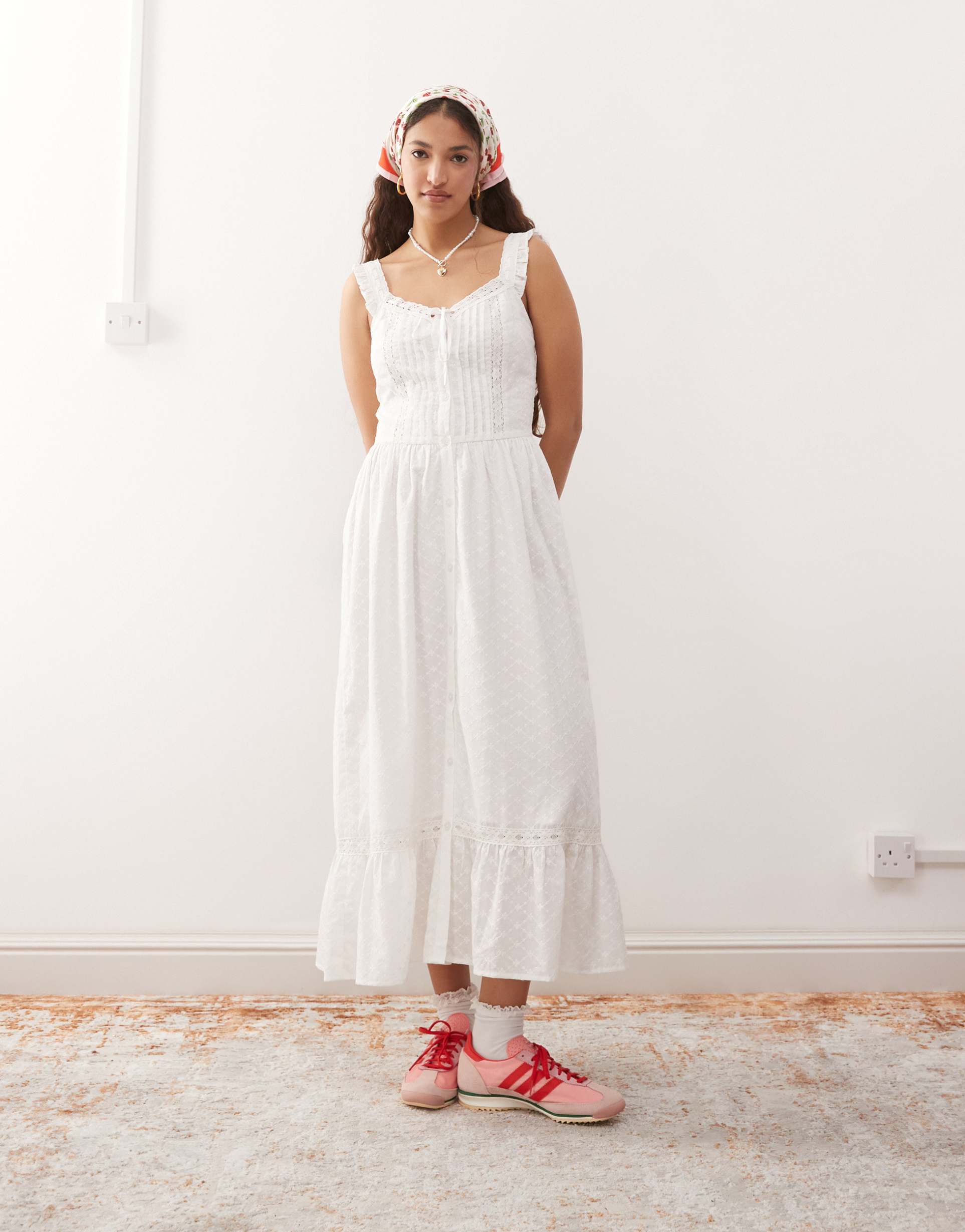 Miss Selfridge, Miss Selfridge Broderie Milkmaid Maxi Dress in White