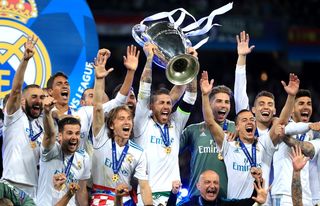 Real Madrid lifting the Champions League