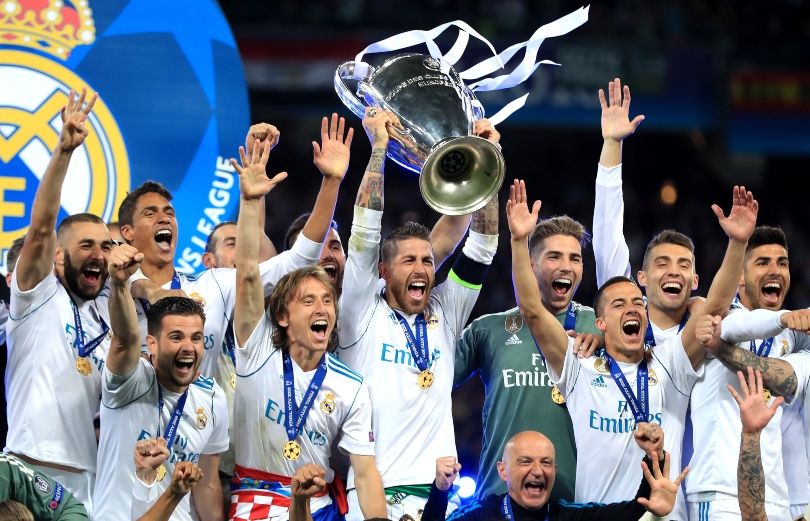 Real Madrid lifting the Champions League