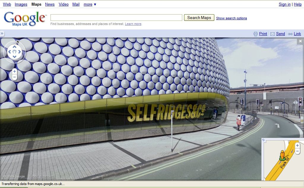 Selfridges in Birmingham via Street View