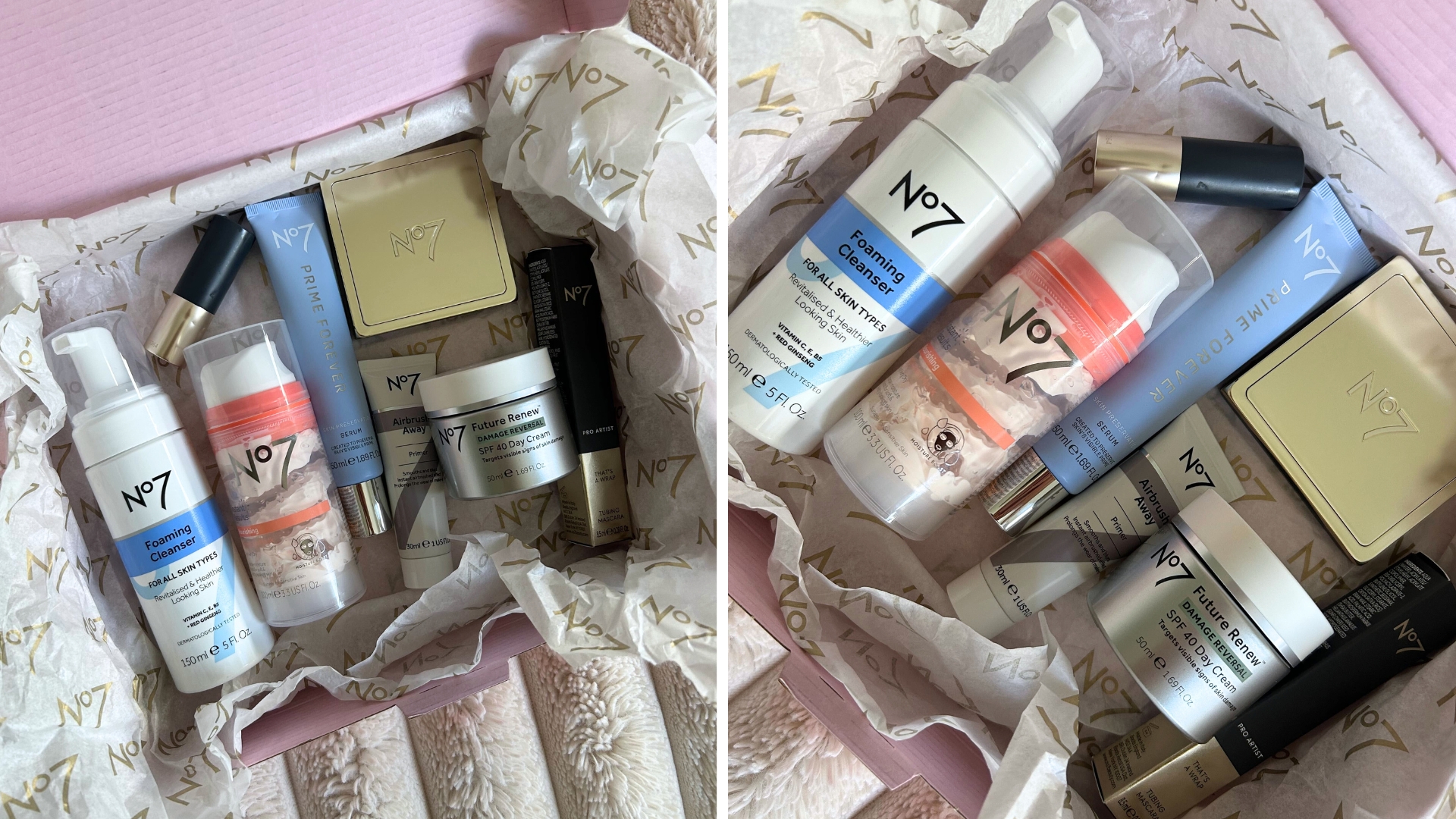 Images showing the contents of the No7 Your Summer Icons Beauty Box