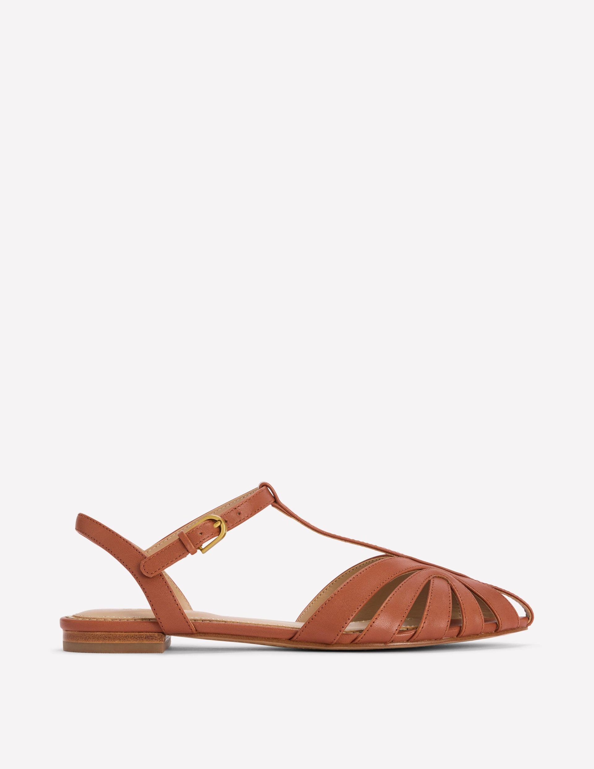 Caged Flat Sandals-Tan