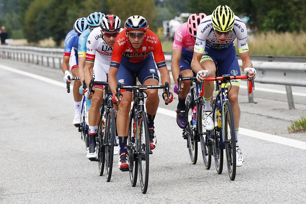 The breakaway of 29 riders during a shortened stage 20 at the Tour de France
