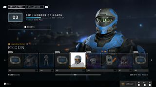 Halo Infinite season 1 heroes of reach battle pass level 45 reward recon helmet