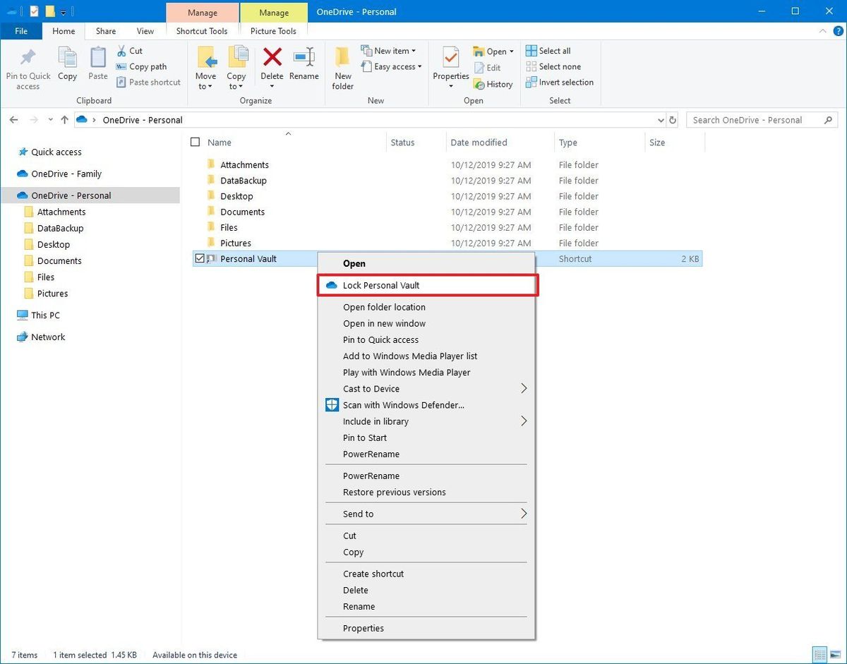 How to set up OneDrive Personal Vault storage on Windows 10 | Windows ...