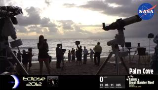 Observers set up their gear in anticipation of a total solar eclipse over Australia on Nov. 13, 2012.