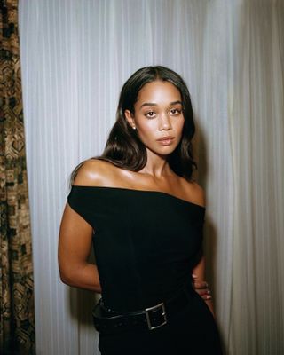 Laura Harrier with liquid brunette hair