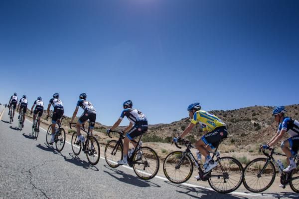 Garmin-Barracuda leads up the climb with Zabriskie in tow in California