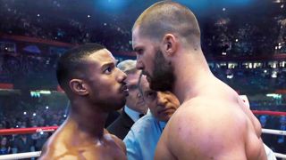Adonis Creed and Viktor Drago stare at each other in Creed II
