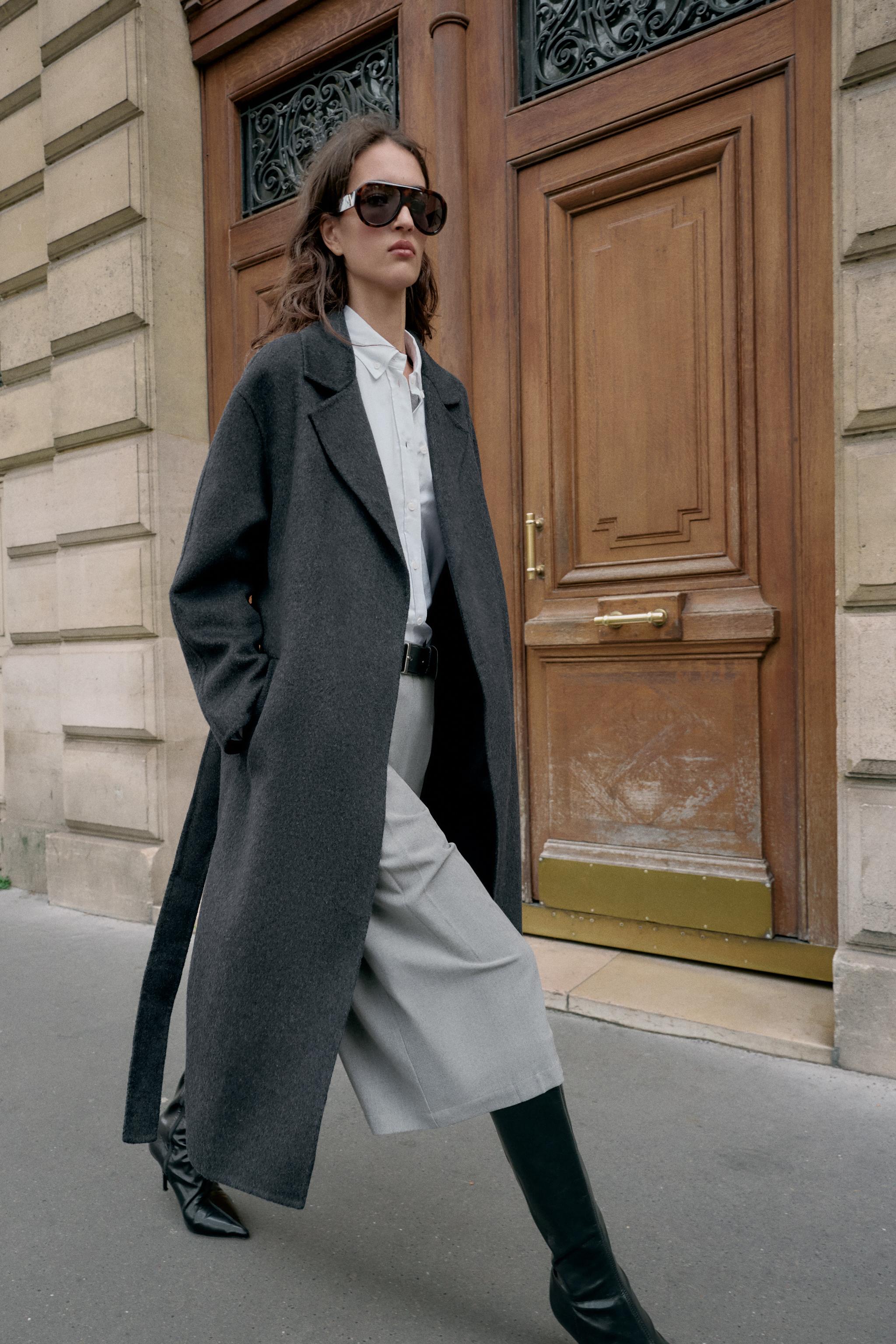 Long Wool Coat With Belt