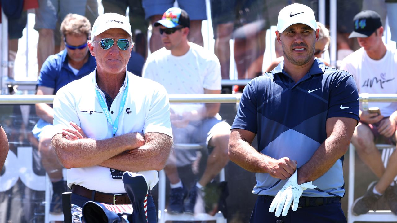 Brooks Koepka and Greg Norman at the LIV Golf Invitational Portland