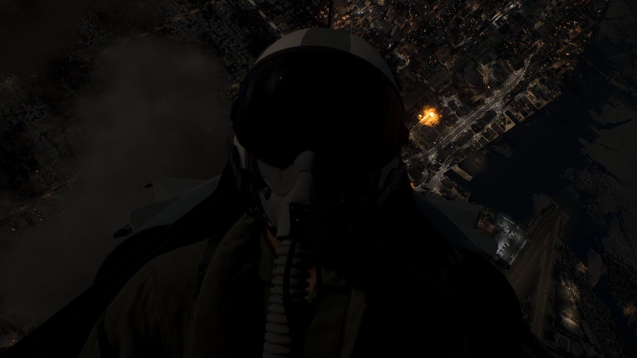 Ace Combat 8 screenshot showing a pilots helmet
