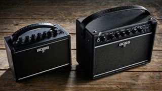 Boss Katana Mini and Mini X amps side-by-side