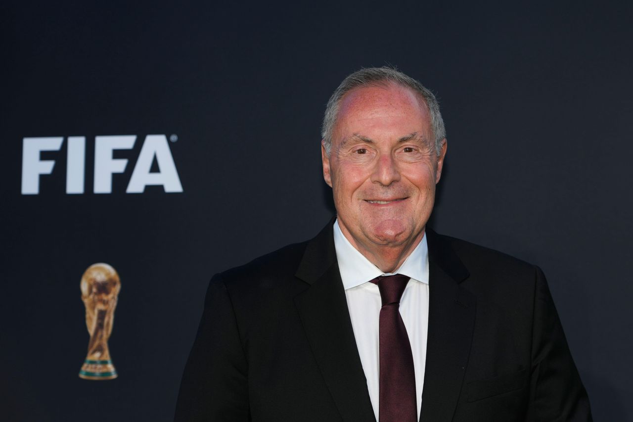 Commentator Andres Cantor arrives for a ceremony unveiling the official brand of the 2026 FIFA World Cup at the Griffith Observatory in Los Angeles, May 2023